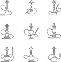 Hookah pixel perfect linear icons set vector