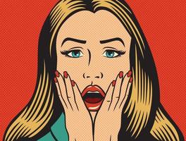 Pop Art Surprised Woman Face vector