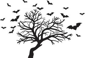 Spooky Tree and Bats vector