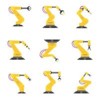 Robotic arm set flat style design vector illustration.