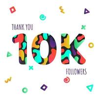 Thank you 10000 followers numbers postcard. vector