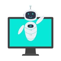 robot, chatbot, icono, señal, plano, estilo, diseño vector