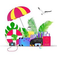 Summer holiday tropical vacation composition. vector