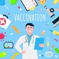 Vaccination banner concept flat style design poster. vector