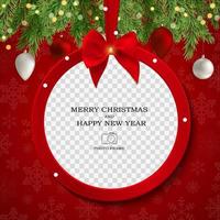 Merry Christmas and Happy New Year Photo Frame Template. vector