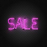 Sale Glowing Neon Tubes on Dark Background. vector