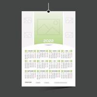 green colored 12 month 2022 calendar design for any kind of use vector
