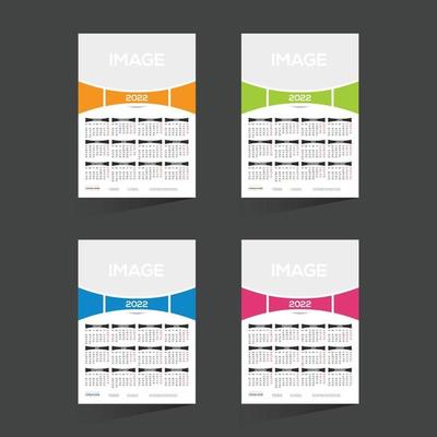 12 month 3 color vector 2022 calendar design