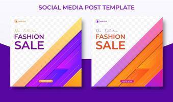 fashion sale social media template with collage photo. vector