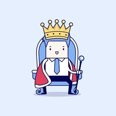 Businessman sitting on the throne with the crown like a king.