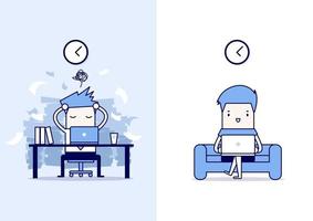 Businessman and freelance life. vector