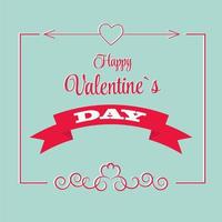 Vector St Valentine Day's Greeting Card in Retro Style Design