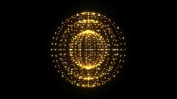 Spherical shape glowing gold particles technological loop animation video