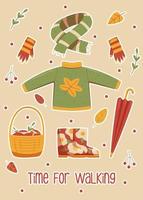 autumn clothes for walking in the forest or park vector