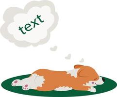 Lazy dog, cute welsh corgi puppy sleeping icon vector