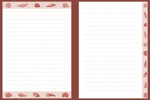 blank pages for a notebook with margins and shells