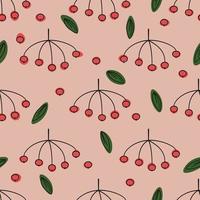 Seamless red cranberry pattern background vector