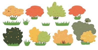 Set of bushes in hand-drawn style vector