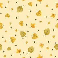 Lovely autumn leafs pattern in warm light colors, seamless repeat. vector