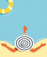 Woman Enjoy Sunbathing in the Swimming Pool. vector