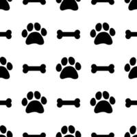 Seamless pattern with bones and paw prints of animals vector