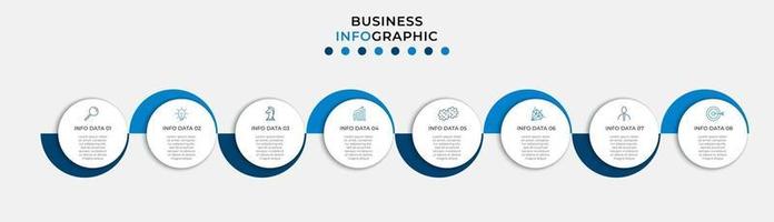 Plantilla de diseño infográfico con iconos y 8 opciones o pasos. vector