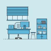 Working table flat design, Concept of working desk interior. vector