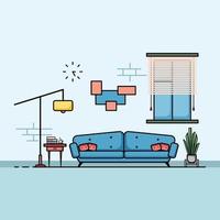 diseño plano, concepto de interior de sala de estar con muebles. vector