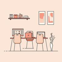 diseño plano de la mesa de trabajo, concepto de interior de la mesa de trabajo. vector