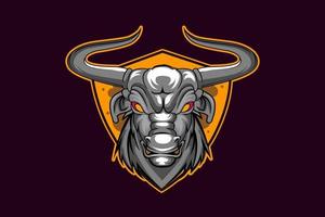 angry wild bull mascot logo for electronic sport gaming logo vector