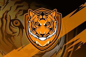 head tiger mascot logo for electronic sport gaming vector