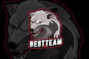 wolf e-sports team logo template vector