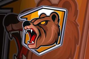 angry bear logo for sport club or team. animal mascot logotype vector