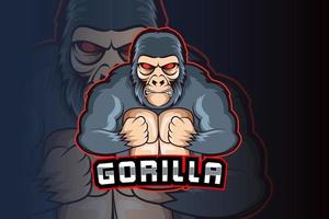 mascota gorila para deportes y deportes electrónicos vector