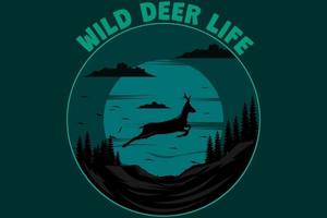 wild deer life  retro vintage design vector