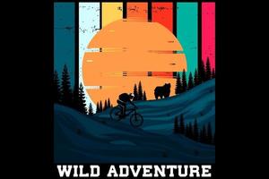 wild adventure retro vintage design vector