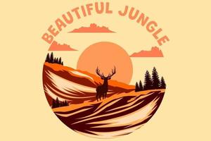 beautiful jungle retro vintage design vector