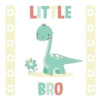 Cute little dinosaur flat vector illustration. Baby dino diplodocus.