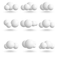 3d white clouds sphere ball vector