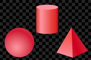 Red 3d element design shape sphere cube graphic resource editable vector