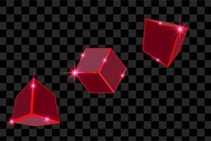 Red 3d element design shape sphere cube graphic resource editable vector