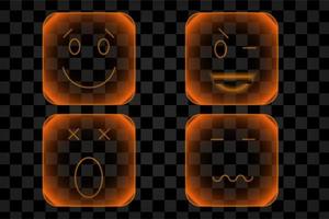 emoji con efecto de luz establecer recursos gráficos halloween emoticon neón vector