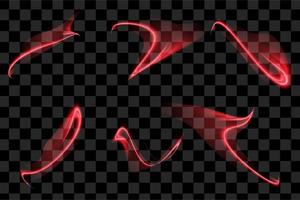 Set of red special effect abstract glow light graphic element design vector