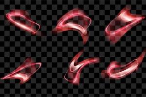 Set of red special effect abstract glow light graphic element design vector