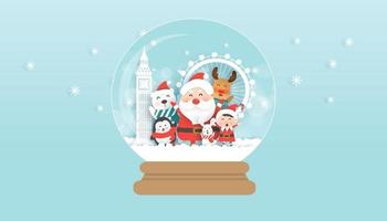 Christmas banner with a Santa clause and friends. vector