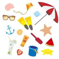 Cartoon Summer Beach Objects Collection vector