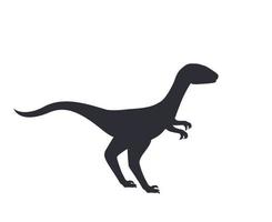 dinosaur, velociraptor silhouette isolated on white vector