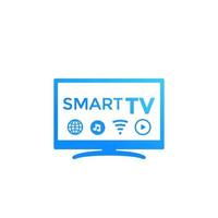 icono de vector de smart tv en blanco