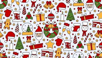 Seamless repeating pattern with Christmas and Happy New Year symbols vector