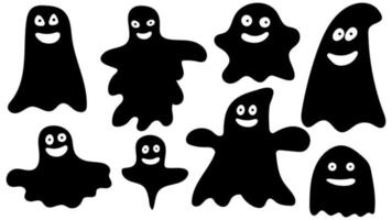 divertidos fantasmas de miedo de halloween boo. personaje fantasma con cara vector